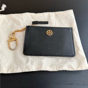 Tory Burch Robinson Leather Card Case with Key Chain